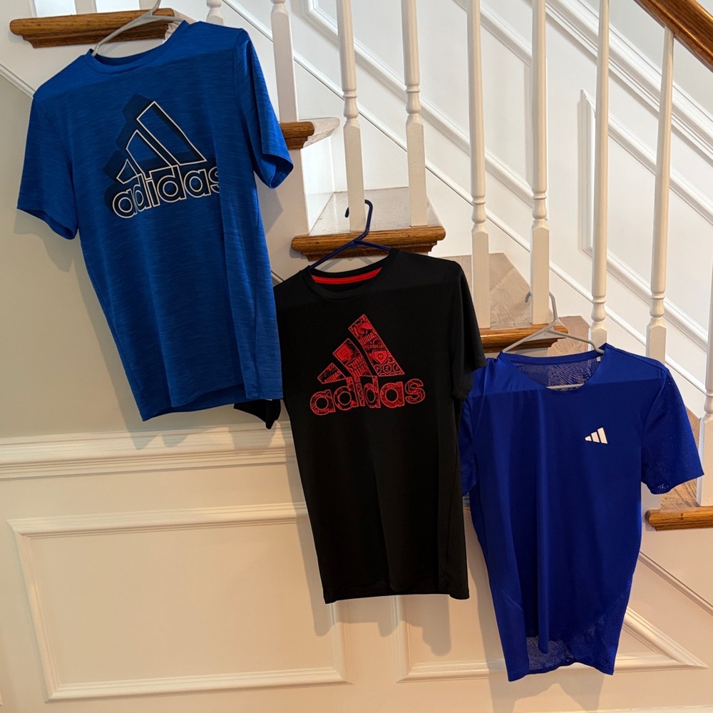 Adidas Kids Blue and Black Short Sleeve Tees